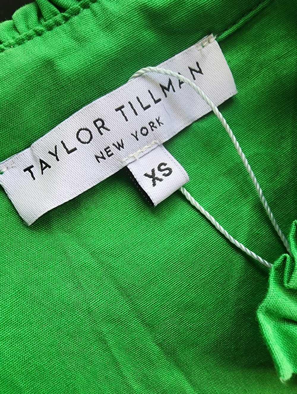 Taylor Tillman Cammie Ruffle Shirt Dress Garden Green Cotton Size XS NEW - Picture 4 of 9